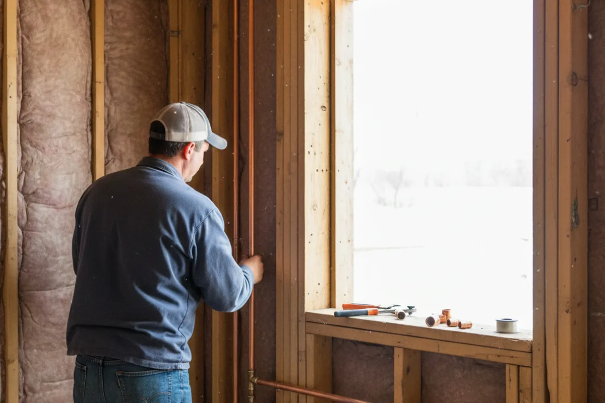 Licensed plumber running new copper supply lines in a Lakeport home