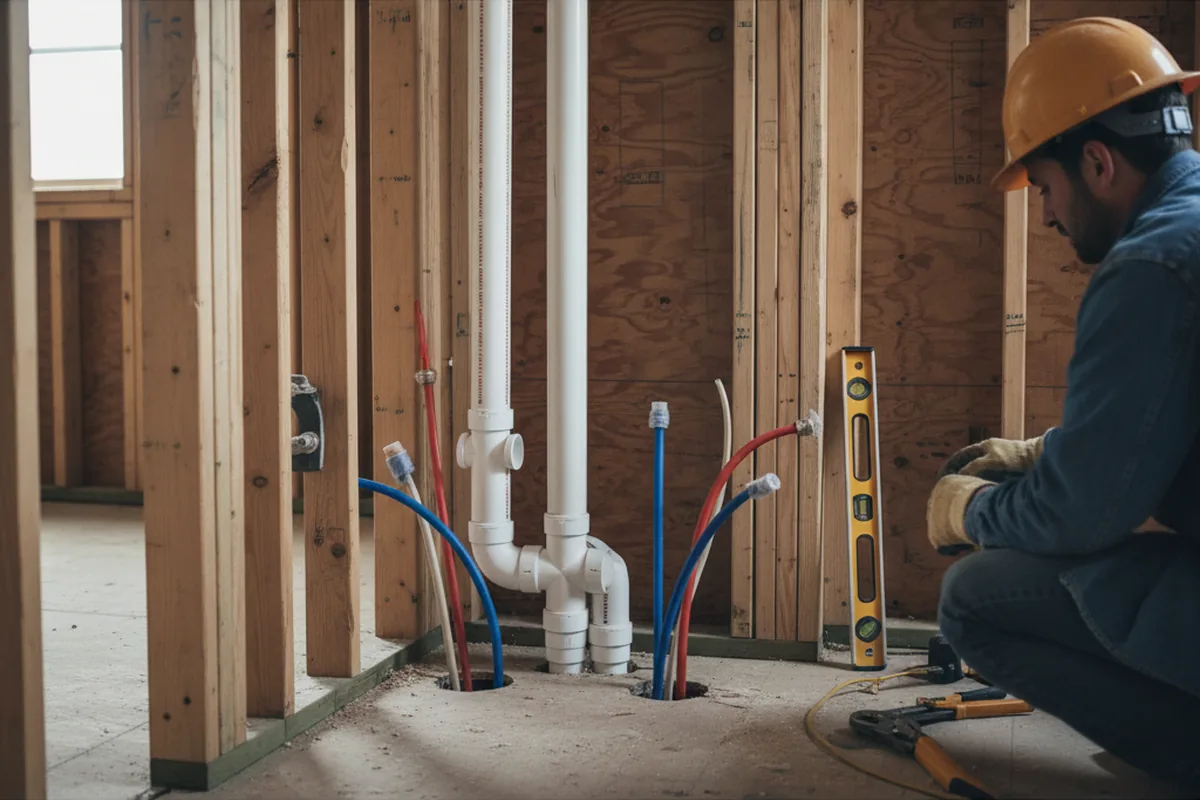Drain and supply rough-in during Leak Detection in Lakeport